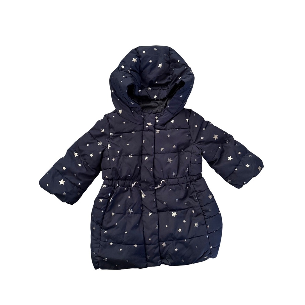 Baby Gap Navy Star Puffer Jacket Hooded Winter Toddler Girls 12 18 Months‎